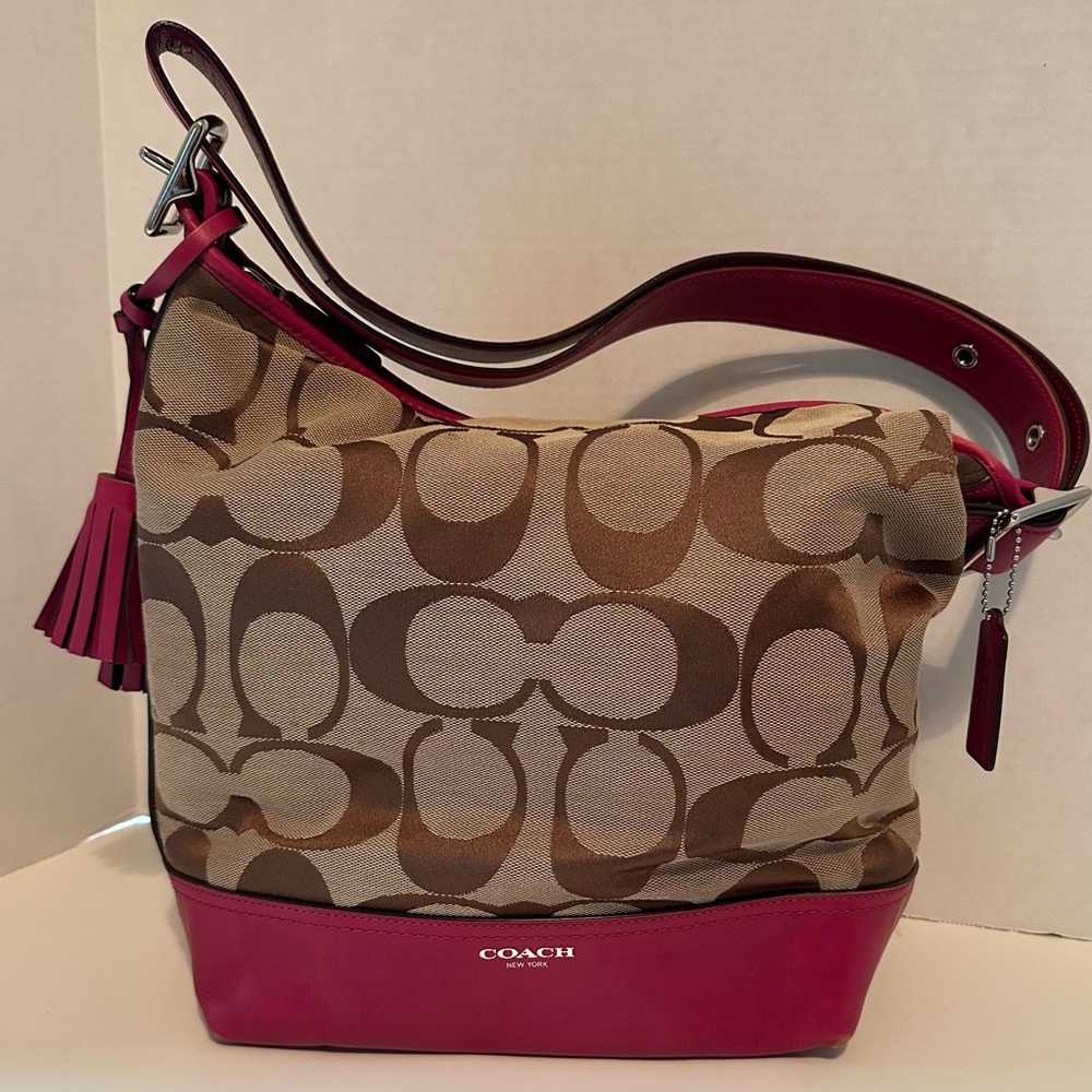 Coach Tan and Pink Shoulder Bag